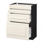 МЕТОД / МАКСИМЕРА Напольн шкаф 4 фронт панели/4 ящика - под дерево черный, Будбин белый с оттенком, 60x37 см МЕТОД / МАКСИМЕРА Напольн шкаф 4 фронт панели/4 ящика - под дерево черный, Будбин белый с оттенком, 60x37 см