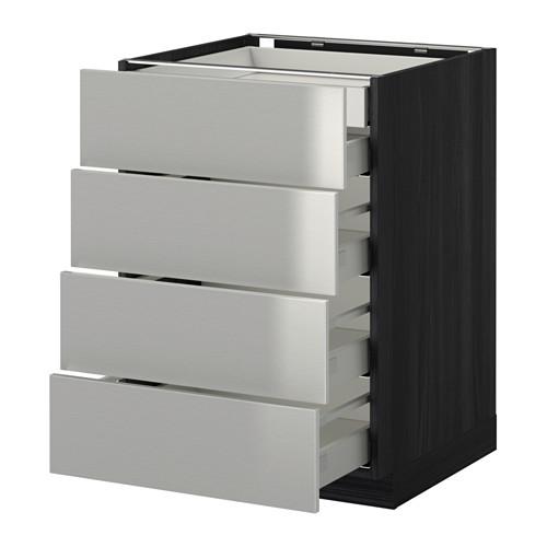 МЕТОД / МАКСИМЕРА Нплн шк 4фрнт/2нзк/3срд ящ - под дерево черный, Гревста нержавеющ сталь, 60x60 см МЕТОД / МАКСИМЕРА Нплн шк 4фрнт/2нзк/3срд ящ - под дерево черный, Гревста нержавеющ сталь, 60x60 см