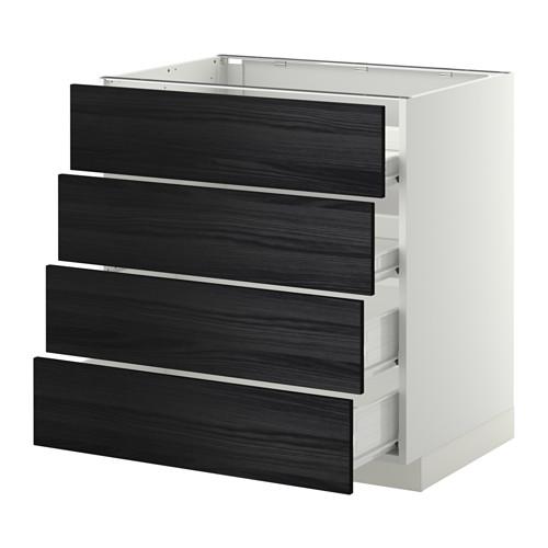 МЕТОД / ФОРВАРА Напольн шкаф 4 фронт панели/4 ящика - белый, Тингсрид под дерево черный, 80x60 см МЕТОД / ФОРВАРА Напольн шкаф 4 фронт панели/4 ящика - белый, Тингсрид под дерево черный, 80x60 см