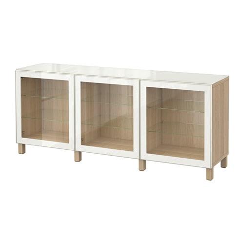 БЕСТО Комбинация для хранения с дверцами - под беленый дуб/Глассвик белый прозрачное стекло БЕСТО Комбинация для хранения с дверцами - под беленый дуб/Глассвик белый прозрачное стекло