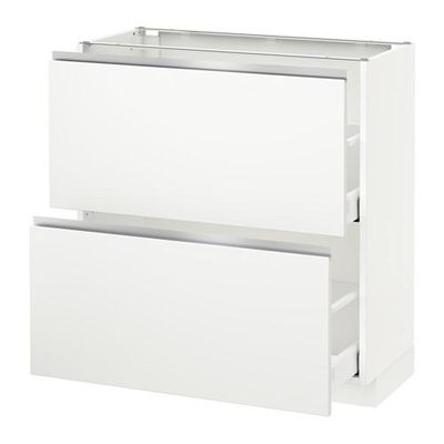 МЕТОД / МАКСИМЕРА Напольный шкаф с 2 ящиками - 80x37 см, Нодста белый/алюминий, белый МЕТОД / МАКСИМЕРА Напольный шкаф с 2 ящиками - 80x37 см, Нодста белый/алюминий, белый