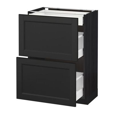 МЕТОД / МАКСИМЕРА Напольный шкаф/2фасада/3ящика - 60x37 см, под дерево черный, Лаксарби черно-коричневый МЕТОД / МАКСИМЕРА Напольный шкаф/2фасада/3ящика - 60x37 см, под дерево черный, Лаксарби черно-коричневый