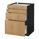 МЕТОД / ФОРВАРА Напольн шкаф 4 фронт панели/4 ящика - 60x60 см, Экестад дуб, под дерево черный МЕТОД / ФОРВАРА Напольн шкаф 4 фронт панели/4 ящика - 60x60 см, Экестад дуб, под дерево черный
