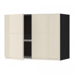 METOD навесной шкаф с посуд суш/2 дврц черный/Воксторп глянцевый светло-бежевый 80x60 см