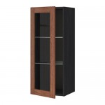 МЕТОД Навесной шкаф с полками/стекл дв - под дерево черный, Филипстад коричневый, 40x100 см МЕТОД Навесной шкаф с полками/стекл дв - под дерево черный, Филипстад коричневый, 40x100 см