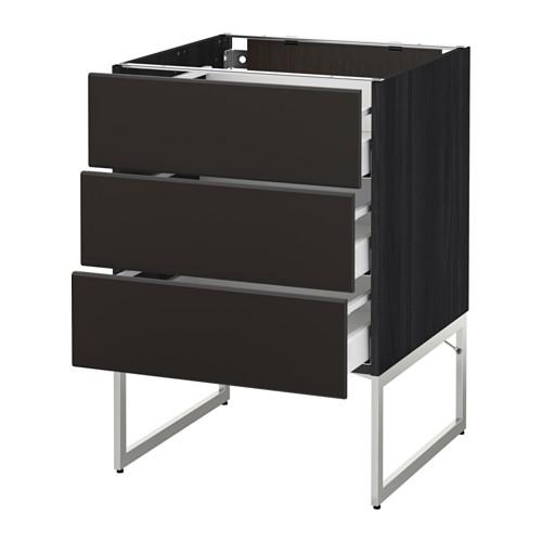 МЕТОД / МАКСИМЕРА Нплн шк 3 фрнт/3 средн ящика - под дерево черный, Кунгсбакка антрацит, 60x60x60 см МЕТОД / МАКСИМЕРА Нплн шк 3 фрнт/3 средн ящика - под дерево черный, Кунгсбакка антрацит, 60x60x60 см