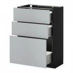 МЕТОД / ФОРВАРА Напольный шкаф с 3 ящиками - 60x37 см, Веддинге серый, под дерево черный МЕТОД / ФОРВАРА Напольный шкаф с 3 ящиками - 60x37 см, Веддинге серый, под дерево черный