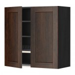 МЕТОД Навесной шкаф с посуд суш/2 дврц - под дерево черный, Эдсерум под дерево коричневый, 80x80 см