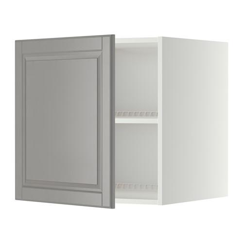 МЕТОД Верх шкаф на холодильн/морозильн - белый, Будбин серый, 60x60 см
