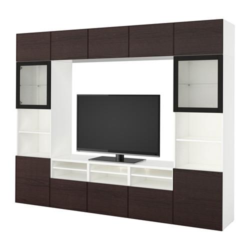 БЕСТО Шкаф для ТВ, комбин/стеклян дверцы - белый/Инвикен черно-коричневый прозрачное стекло, направляющие ящика, плавно закр БЕСТО Шкаф для ТВ, комбин/стеклян дверцы - белый/Инвикен черно-коричневый прозрачное стекло, направляющие ящика, плавно закр