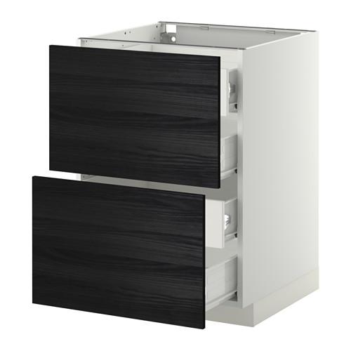 МЕТОД / ФОРВАРА Напольн шкаф 2 фронт пнл/4 средн ящ - белый, Тингсрид под дерево черный, 60x60 см МЕТОД / ФОРВАРА Напольн шкаф 2 фронт пнл/4 средн ящ - белый, Тингсрид под дерево черный, 60x60 см