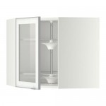 МЕТОД Углов навесн шк с врщ скц/сткл дв - белый, Ютис матовое стекло/алюминий, 68x60 см МЕТОД Углов навесн шк с врщ скц/сткл дв - белый, Ютис матовое стекло/алюминий, 68x60 см