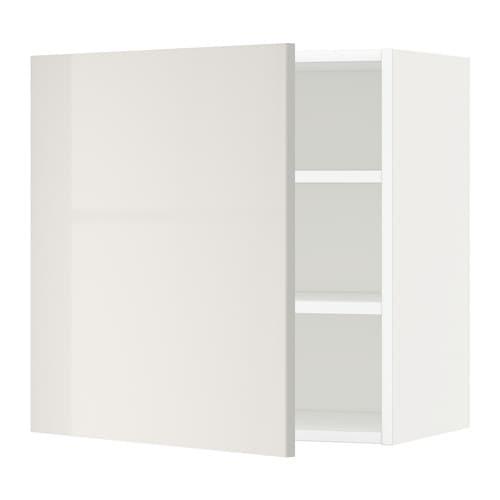 МЕТОД Шкаф навесной с полкой - белый, Рингульт глянцевый светло-серый, 60x60 см МЕТОД Шкаф навесной с полкой - белый, Рингульт глянцевый светло-серый, 60x60 см