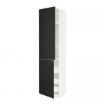 МЕТОД / МАКСИМЕРА Высокий шкаф+полки/3 ящика/2 дверцы - белый, Кунгсбакка антрацит, 60x60x240 см МЕТОД / МАКСИМЕРА Высокий шкаф+полки/3 ящика/2 дверцы - белый, Кунгсбакка антрацит, 60x60x240 см