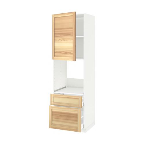 МЕТОД / МАКСИМЕРА Выс шк д/дхвк+двр/2фрнт/1срд/1вс ящ - белый, Торхэмн естественный ясень, 60x60x200 см