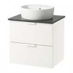 ГОДМОРГОН/АЛДЕРН / ТОРНВИКЕН Шкаф п-раковину/столешн45/раковина - черный под камень, белый