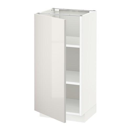МЕТОД Напольный шкаф с полками - белый, Рингульт глянцевый светло-серый, 40x37 см МЕТОД Напольный шкаф с полками - белый, Рингульт глянцевый светло-серый, 40x37 см