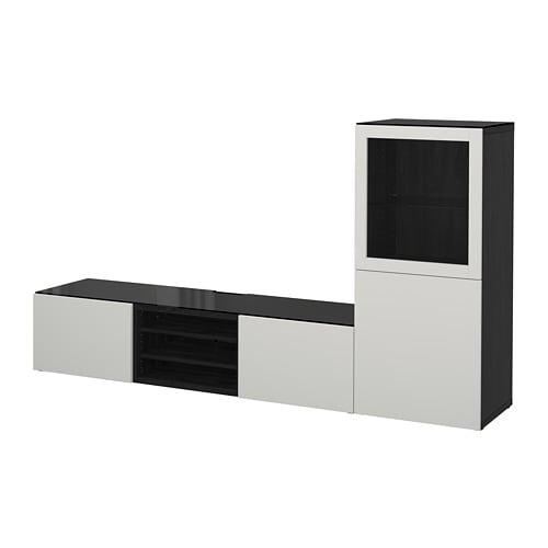 БЕСТО Шкаф для ТВ, комбин/стеклян дверцы - черно-коричневый/Лаппвикен светло-серый прозрачное стекло, направляющие ящика,нажимные БЕСТО Шкаф для ТВ, комбин/стеклян дверцы - черно-коричневый/Лаппвикен светло-серый прозрачное стекло, направляющие ящика,нажимные