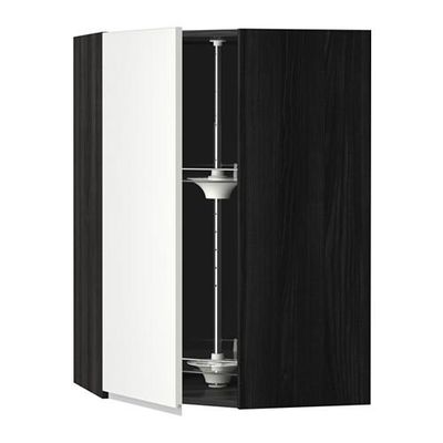 МЕТОД Угл нвсн шкф с вращающ секц - 68x100 см, Нодста белый/алюминий, под дерево черный