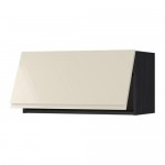 МЕТОД Горизонтальный навесной шкаф - под дерево черный, Воксторп глянцевый светло-бежевый, 80x40 см