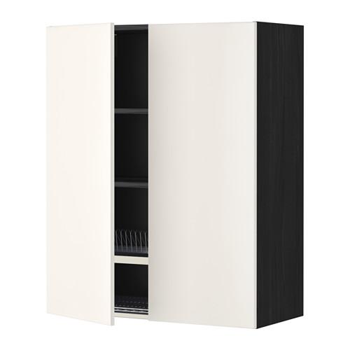 МЕТОД Навесной шкаф с посуд суш/2 дврц - под дерево черный, Веддинге белый, 80x100 см МЕТОД Навесной шкаф с посуд суш/2 дврц - под дерево черный, Веддинге белый, 80x100 см