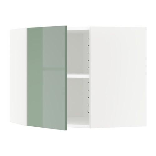 МЕТОД Угловой навесной шкаф с полками - белый, Калларп глянцевый светло-зеленый, 68x60 см МЕТОД Угловой навесной шкаф с полками - белый, Калларп глянцевый светло-зеленый, 68x60 см