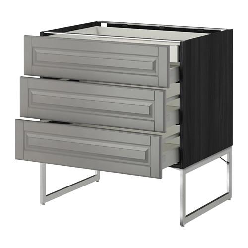 МЕТОД Напольн шкаф 3фронт пнл/2низ/2ср ящ - под дерево черный, Будбин серый, 80x60x60 см МЕТОД Напольн шкаф 3фронт пнл/2низ/2ср ящ - под дерево черный, Будбин серый, 80x60x60 см