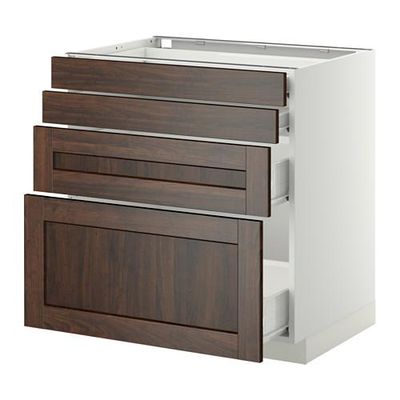 МЕТОД / ФОРВАРА Напольн шкаф 4 фронт панели/4 ящика - 80x60 см, Эдсерум под дерево коричневый, белый МЕТОД / ФОРВАРА Напольн шкаф 4 фронт панели/4 ящика - 80x60 см, Эдсерум под дерево коричневый, белый