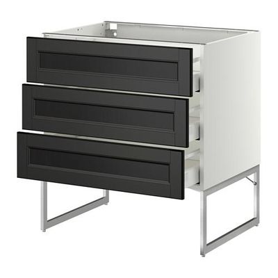 МЕТОД / МАКСИМЕРА Нплн шк 3 фрнт/3 средн ящика - 80x60x60 см, Лаксарби черно-коричневый, белый МЕТОД / МАКСИМЕРА Нплн шк 3 фрнт/3 средн ящика - 80x60x60 см, Лаксарби черно-коричневый, белый