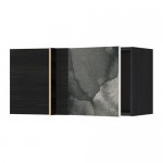 МЕТОД Шкаф навесной угловой - под дерево черный, Кальвиа с печатным рисунком