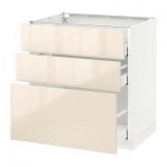 МЕТОД / МАКСИМЕРА Напольный шкаф с 3 ящиками - 80x60 см, Рингульт глянцевый кремовый, белый МЕТОД / МАКСИМЕРА Напольный шкаф с 3 ящиками - 80x60 см, Рингульт глянцевый кремовый, белый
