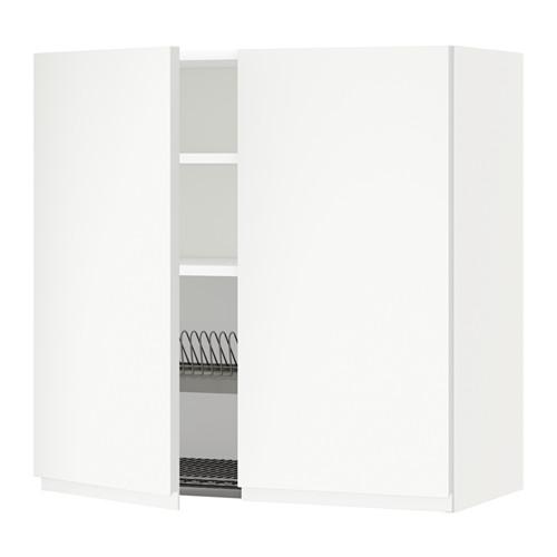 МЕТОД Навесной шкаф с посуд суш/2 дврц - белый, Воксторп белый, 80x80 см