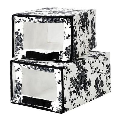ГАРНИТУР Коробка для обуви - черный/белый цветок
