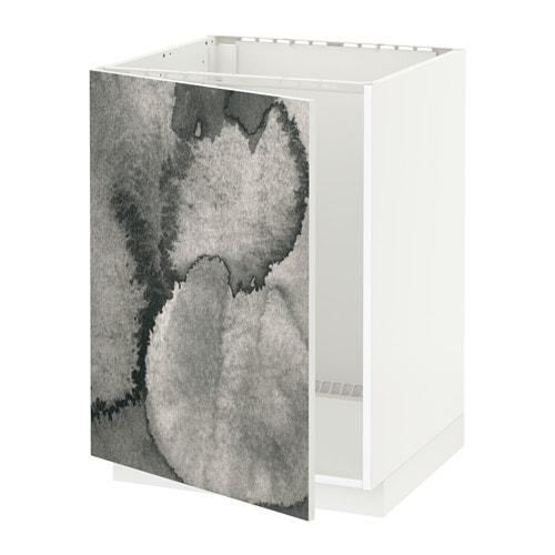 МЕТОД Напольный шкаф для раковины - белый, Кальвиа с печатным рисунком
