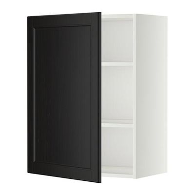 МЕТОД Шкаф навесной с полкой - 60x80 см, Лаксарби черно-коричневый, белый МЕТОД Шкаф навесной с полкой - 60x80 см, Лаксарби черно-коричневый, белый