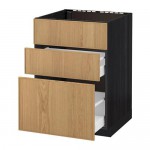 МЕТОД / МАКСИМЕРА Напольн шк п-мойку+3фрнт пнл/2ящ - под дерево черный, Экестад дуб, 60x60 см МЕТОД / МАКСИМЕРА Напольн шк п-мойку+3фрнт пнл/2ящ - под дерево черный, Экестад дуб, 60x60 см