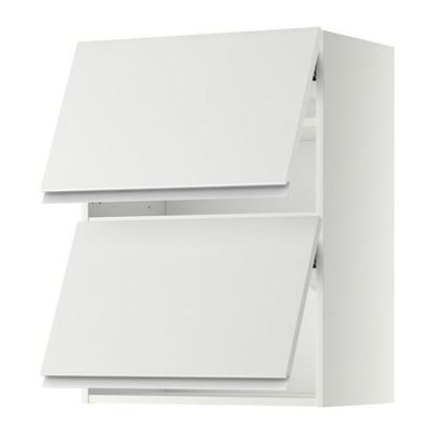 МЕТОД Навесной шкаф/2 дверцы, горизонтал - 60x80 см, Нодста белый/алюминий, белый