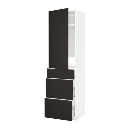 МЕТОД / ФОРВАРА Выс шкаф д/холодильн, с дврц/3 ящ - белый, Кунгсбакка антрацит