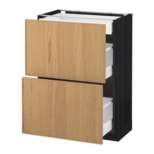 МЕТОД / МАКСИМЕРА Напольный шкаф/2фасада/3ящика - под дерево черный, Экестад дуб, 60x37 см МЕТОД / МАКСИМЕРА Напольный шкаф/2фасада/3ящика - под дерево черный, Экестад дуб, 60x37 см