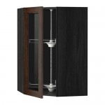 МЕТОД Углов навесн шк с врщ скц/сткл дв - под дерево черный, Эдсерум под дерево коричневый, 68x100 см