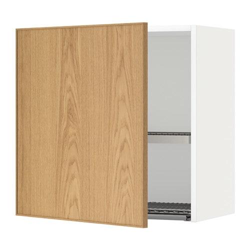 МЕТОД Шкаф навесной с сушкой - белый, Экестад дуб, 60x60 см