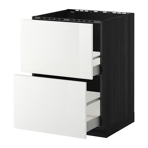 МЕТОД / МАКСИМЕРА Напольн шк п-мойку+2фрнт пнл/2 ящ - под дерево черный, Рингульт глянцевый белый, 60x60 см МЕТОД / МАКСИМЕРА Напольн шк п-мойку+2фрнт пнл/2 ящ - под дерево черный, Рингульт глянцевый белый, 60x60 см
