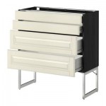 МЕТОД / ФОРВАРА Нплн шк 4 фронт/2 низк/2средн ящ - 80x37x60 см, Будбин белый с оттенком, под дерево черный МЕТОД / ФОРВАРА Нплн шк 4 фронт/2 низк/2средн ящ - 80x37x60 см, Будбин белый с оттенком, под дерево черный