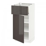 МЕТОД / ФОРВАРА Напольный шкаф с ящиком/дверью - 40x37 см, Рингульт глянцевый серый, белый МЕТОД / ФОРВАРА Напольный шкаф с ящиком/дверью - 40x37 см, Рингульт глянцевый серый, белый