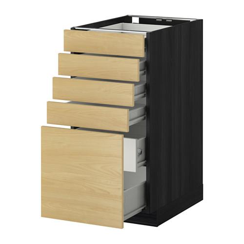 МЕТОД / ФОРВАРА Нплн шк 5фронт/4нзк/2срд ящ - под дерево черный, Тингсрид под березу, 40x60 см