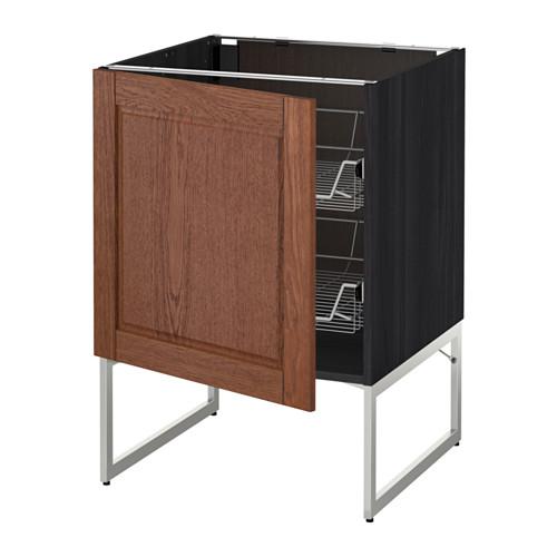 МЕТОД Напольный шкаф с проволочн ящиками - под дерево черный, Филипстад коричневый, 60x60x60 см МЕТОД Напольный шкаф с проволочн ящиками - под дерево черный, Филипстад коричневый, 60x60x60 см