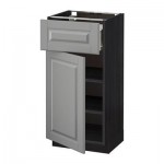 МЕТОД / ФОРВАРА Напольный шкаф с ящиком/дверью - 40x37 см, Будбин серый, под дерево черный МЕТОД / ФОРВАРА Напольный шкаф с ящиком/дверью - 40x37 см, Будбин серый, под дерево черный