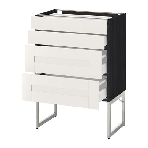 МЕТОД / МАКСИМЕРА Нплн шк 4 фронт/2 низк/2средн ящ - под дерево черный, Сэведаль белый, 60x37x60 см