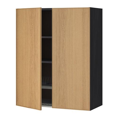 МЕТОД Навесной шкаф с посуд суш/2 дврц - под дерево черный, Экестад дуб, 80x100 см МЕТОД Навесной шкаф с посуд суш/2 дврц - под дерево черный, Экестад дуб, 80x100 см