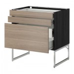 МЕТОД / ФОРВАРА Напольн шкаф 3фронт пнл/2низ/2ср ящ - под дерево черный, Брокхульт под грецкий орех светло-серый, 80x60x60 см МЕТОД / ФОРВАРА Напольн шкаф 3фронт пнл/2низ/2ср ящ - под дерево черный, Брокхульт под грецкий орех светло-серый, 80x60x60 см